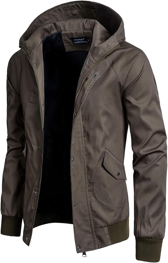Amazon Wslcn メンズ ジャケット ミリタリー フード付き ライダースジャケット オシャレ 着回し ジップアップ コーデ アウター ブルゾン ビジネス カジュアル 防寒 保温 秋 冬 大きいサイズ グリーン S コート ジャケット 通販