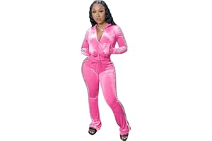 yidengymx Womens 2 Piece Velour Tracksuit Two Piece Outfits for Women Long Sleeve Zip Up Crop Tops Sweatpants Sets Pockets