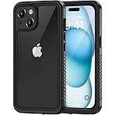 Lanhiem for iPhone 15 Case, IP68 Waterproof Dustproof Shockproof for iPhone 15 Cases with Built-in Screen Protector, Protective Heavy Duty Rugged Phone Cover for iPhone 15-6.1 inch (Black/Clear)