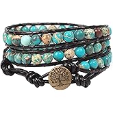 ZOSOJONA Boho Wrap Bead Bracelet for Women - Handmade Adjustable Natural Stone Beaded Bracelets Rope Yoga Healing Bracelet Bangle Hippie Jewelry