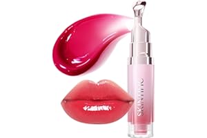 SKINTIFIC Hydrating Brightening Lip Serum, Smooth Tinted Lip Stain, Plumping Lip Gloss with Polypeptide Squalane, Moisturizing Balms, Brighten Dark Lips, Korean Beauty Makeup (06 Cherry Red)