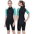 FLEXEL Shorty Wetsuit for Men and Women, 2mm 3mm Neoprene Back Zip Diving Suit Keep Warmth in Cold Water for Diving Snorkeling Surfing Swimming