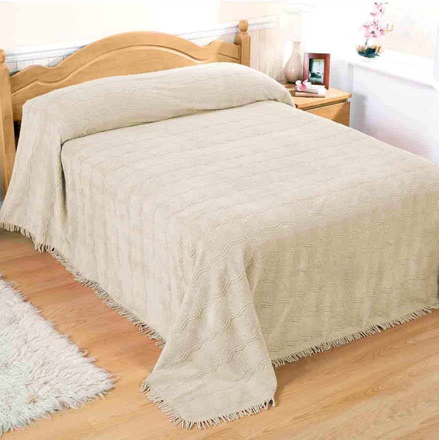 Candlewick Bedspread Diana Cowpe Natural Single Bedding & Linen