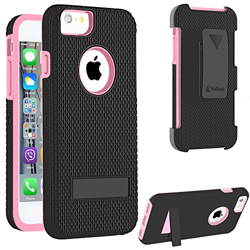 iPhone 6 Plus Case, iPhone 6S Plus Case,Vakoo Holster Combo Shockproof Heavy Duty Protection Silicone Rubber Case for Apple iPhone 6/6S Plus with Kickstand and Swivel Belt Clip - Robot Pink