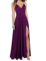Lindo Novia Plum Satin Bridesmaid Dresses for Women