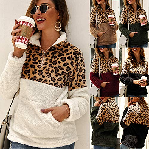 61LBPklKuvL TSWRK Sudadera de manga larga para mujer, estampado de leopardo, cremallera 1/4, patchwork, chaqueta de felpa TSWRK Sudadera de manga larga para mujer, estampado de leopardo, cremallera 1/4, patchwork, chaqueta de felpa - Imagen 7
