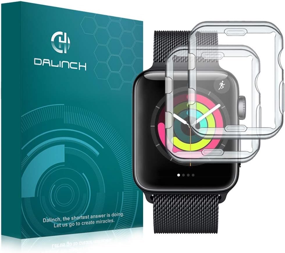 Dalinch Compatible with iWatch Screen Protector 38mm(2Pack), Ultra-thin TPU Full Protective Bumper Case for iWatch 38mm Series 3 2 1 Hermès/Nike+ (clear)