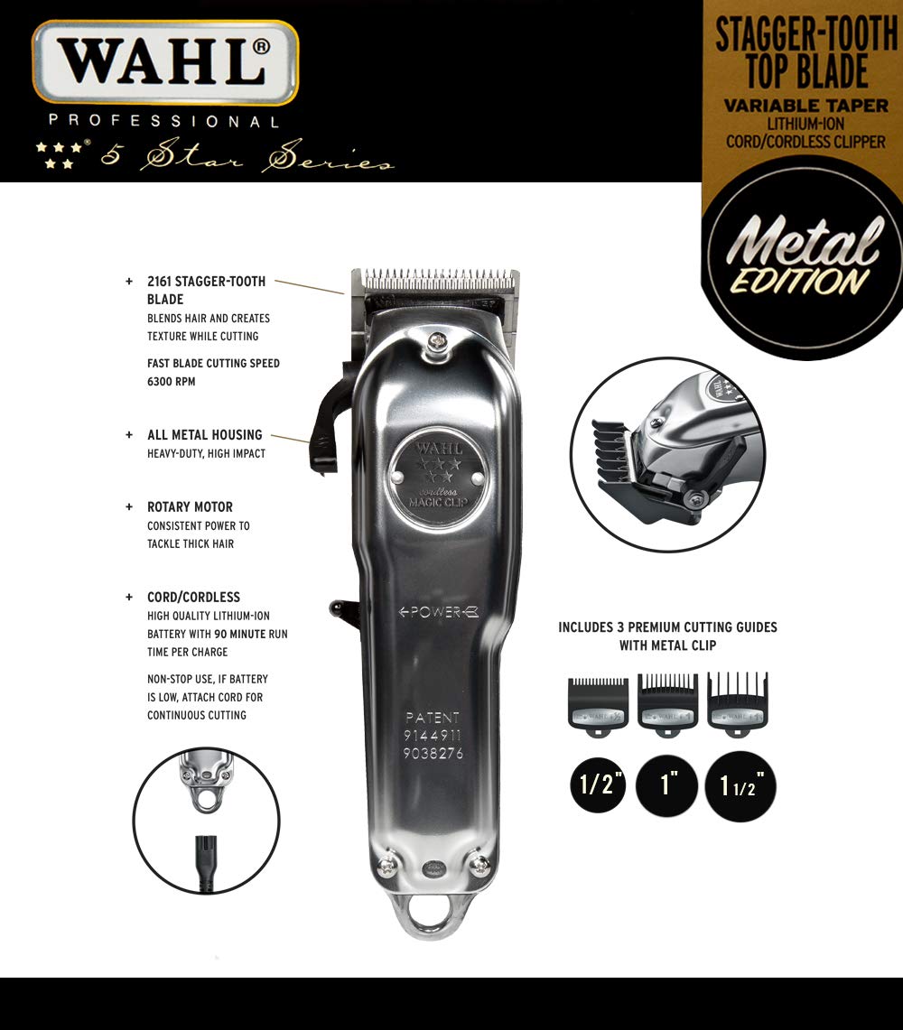 Wahl Magic Clip Metal Edition 8509 Professional 5 Star Cordless Great For Barbers Stylists 100 Years Of Tradition Eu Plug Amazon De Beauty