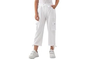 MoFiz Girls Cargo Capris Hiking Pants Lightweight Quick Dry Outdoor Athletic Travel Casual Loose Comfy Cute Pockets