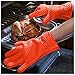 LP Silicone Heat Resistant Grilling BBQ Gloves (Pair) for Cooking Camping Baking Smoking Potholder Fireplace Orange
