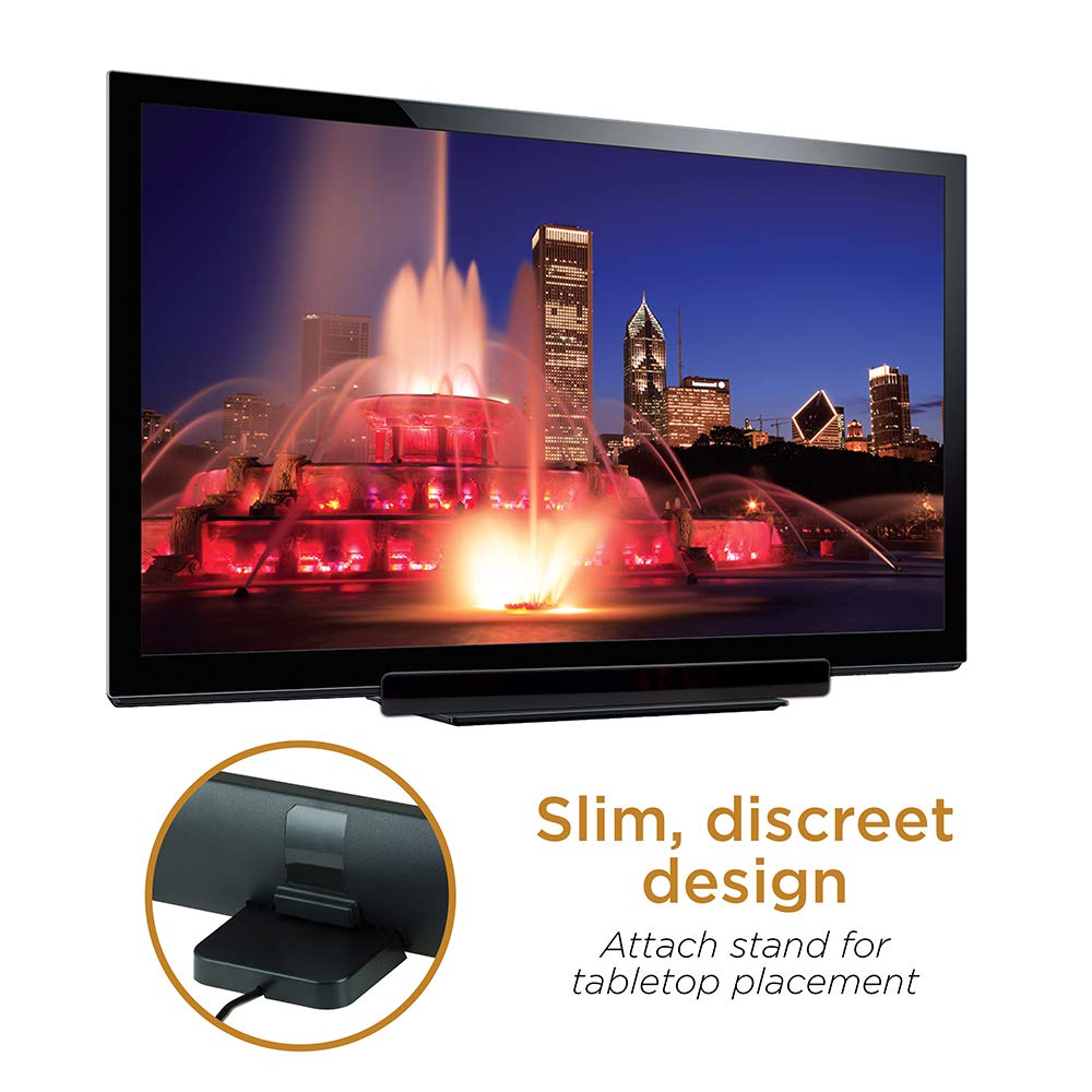UltraPro Amplified TV Antenna, Indoor Bar Design, Long Range, Supports 4K 1080P HD Digital VHF UHF, Smart TV Indoor Antenna, Amplifier Signal Booster, Black, 47331