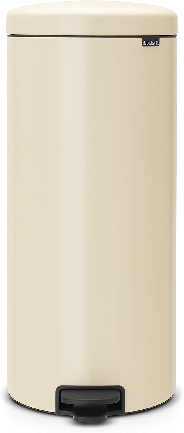 Brabantia NewIcon Pedal Bin 30 L (Almond) Soft-Closure Kitchen Rubbish Bin with Removable Inner Bucket + Free Bin Bags