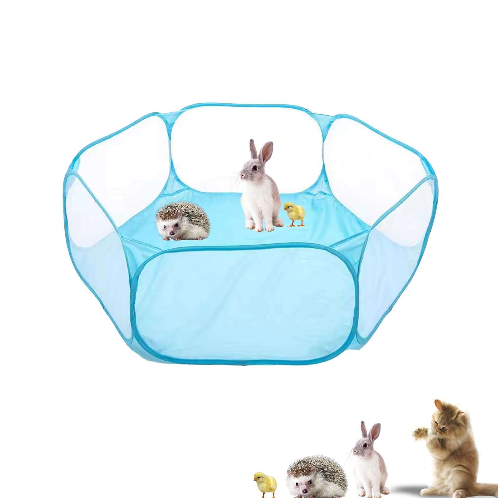 Photo 1 of Small Animals Playpen, Portable Pop-up Open Interactive Pet Tent, Indoor Outdoor Fence for Rabbits, Guinea Pig, Hamster, Chinchillas, Kittens, Puppies