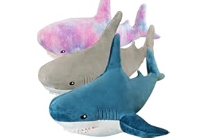 Ryttir 3 Pack 17 Inch Big Shark Stuffed Animal,Soft Shark Plush Chubbier Stuffed Shark Décor Fuzzy Shark Pillow,Perfect Stress Relief Shark Gifts for Women Kids