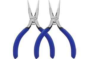Mini Needle Nose Pliers 5"-2 Pack KAIHAOWIN Small Long Nose Pliers with Wire Cutters, Spring Loaded Thin Needle Nose Pliers, Precision Pliers Set for Crafts/Jewelry Making/Tiny Project