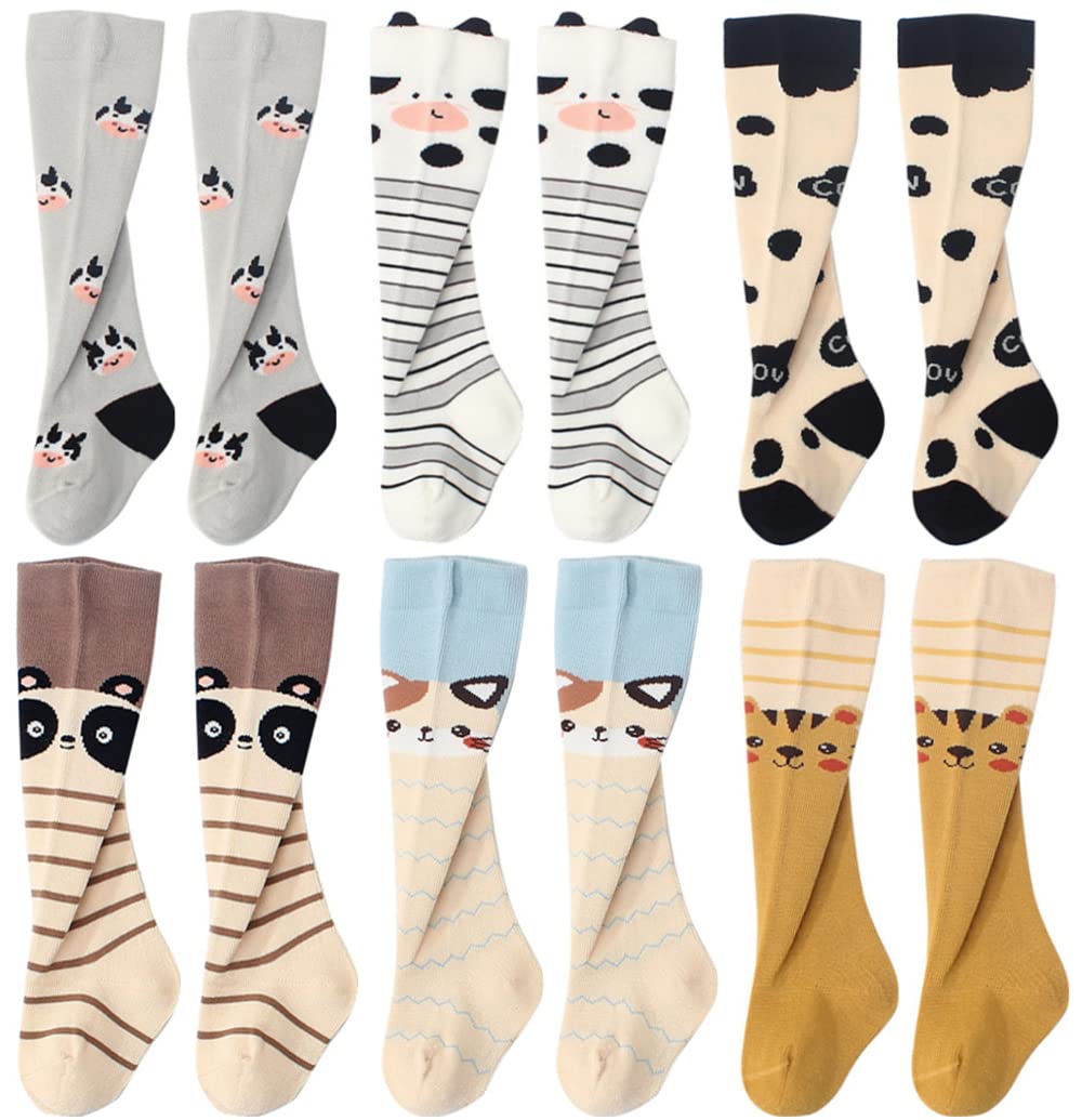 Photo 1 of QandSweat Unisex-Baby Knee High Socks Seamless Toddler Boy Girls Cotton Stockings (0-6M, Cute-6 Pairs)