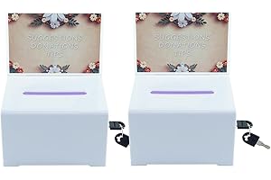 HENGSENLI Voting box donation box with lock and bracket - secure suggestion box, perfect for business cards (6.2 "x 4.1" x2.4 x4) (2 pieces white)