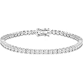 Surcha 3mm Moissanite Tennis Bracelet, 5.6cttw D Color VVS1 Moissanites 925 Sterling Silver Prong-Setting Handcrafted 7" Length Bracelets for Women Birthday Jewelry Gifts
