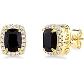 TOPGRILLZ Square Stud Corloful Earrings Rectangle 5A+ Cubic Zirconia 14K Gold Plated Multiple Colors Big Square Stud Earrings Jewelry For Men Women
