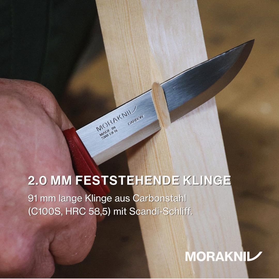 Morakniv Messer mit Scheide für Handwerker - 2-Pack Rot - Basic 511 C - Mora Messer Feststehende Klinge aus Kohlenstoffstahl - 2,0 mm - Hergestellt in Schweden - Outdoormesser feststehend 2