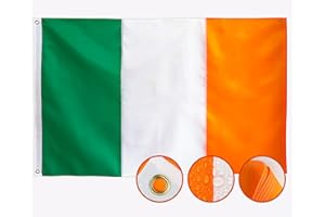AGUIFLGS Double Sided Ireland Flag 3x5 Outdoor Made In USA Irish Flags Heavy Duty 210D Nylon,Sewn Stripes, Stronger Brass Grommets,4 Stitched Hemming,Perfect for Outside