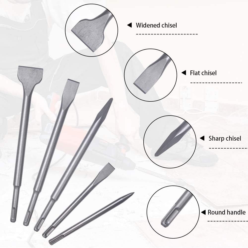 Flintronic SDS Plus Hammer Drill Bit Set, 5-Piece SDS-Plus Drills Chisel Set, Hammer Drills Chisel kit - Image 4