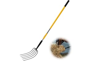 VEVOR Garden Fork, 5-Tine Gardening Pitchfork with Fiberglass Handle, 57 in Heavy Duty Digging Fork with Y Grip, Forged Steel Spading Fork for Hay Potato Composting Transplanting Aeration