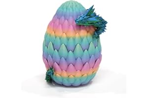 Flavery Dragon Egg - Surprise Egg Toy with Flexible Pearly Sheen Dragon, 3D Printed Gift, Dragon Egg Fidget Toy (12” Dragon with Egg - Candy Color Series CCLG)