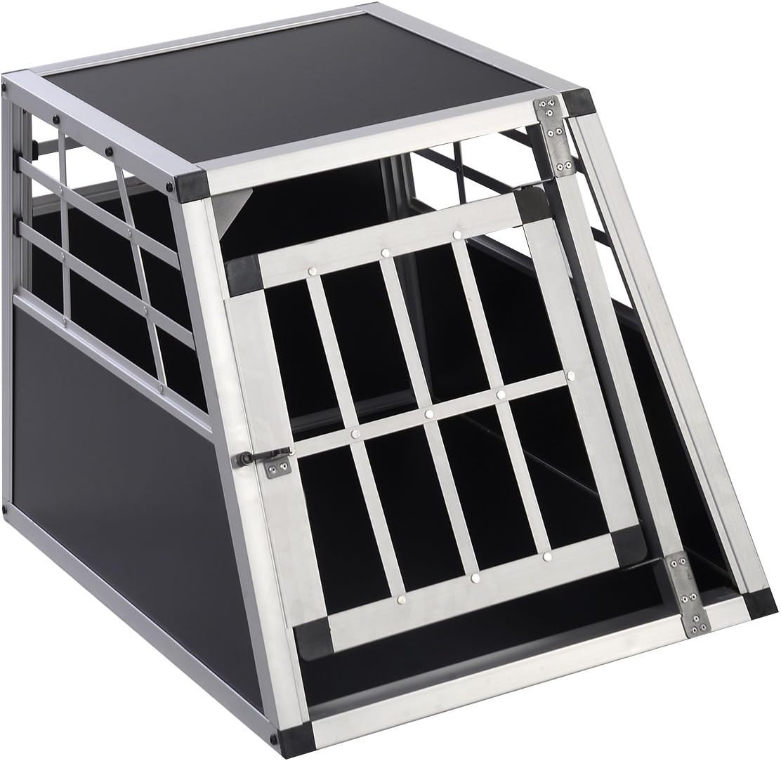 Goplus® Aluminum Dog Transport Box Dog Crate Kennel Pet Playpen Cage W/lock 28''h