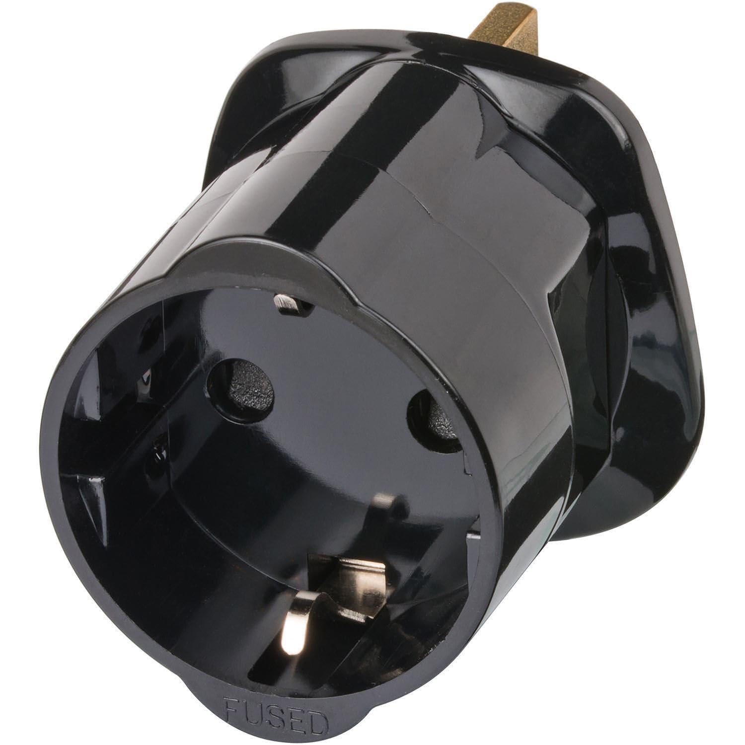 ShaniTech UK Visitors Travel Adapter European Schuko to UK Black