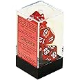 Chessex DND Dice Set-16mm Translucent Red and White Plastic Polyhedral Dice Set-Dungeons and Dragons Dice Includes 7 Dice - D