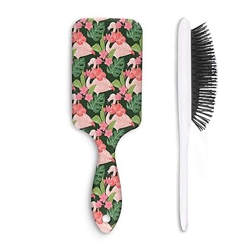 Amazon Com Hair Brush Flamingoes Tropical Plumeria Green Palm