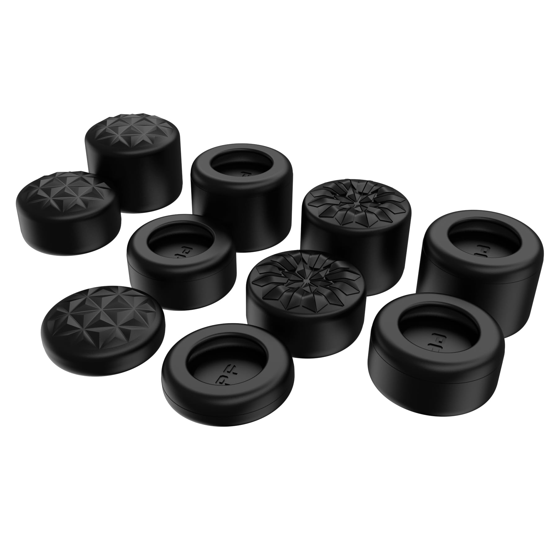 playvital 10 Pcs Ergonomic Thumbstick Grips for ps5, for ps4, QUANTUM Universal Pro Thumb Grip Caps for Xbox Series X/S, Xbox One/Elite Series 2, Switch Pro - with 3 Height Convex and Concave - Black