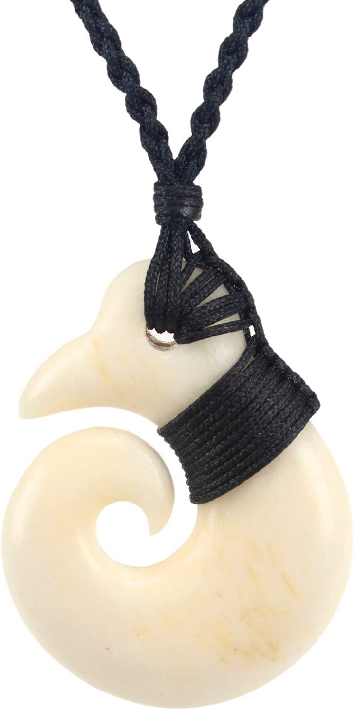 Maori Koru Buffalo Bone Spiral or Hook Men's Handmade Jewellry