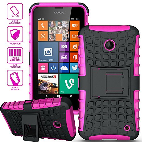 ElBolt 3 in 1 Bundle Nokia Lumia 635 / Nokia Lumia 630 Armor Grenade Stand Hard Gel Case - Hot Pink with Free Ultra-Sensitive Stylus Pen and Premium Screen Protector by BeautyCentral TM