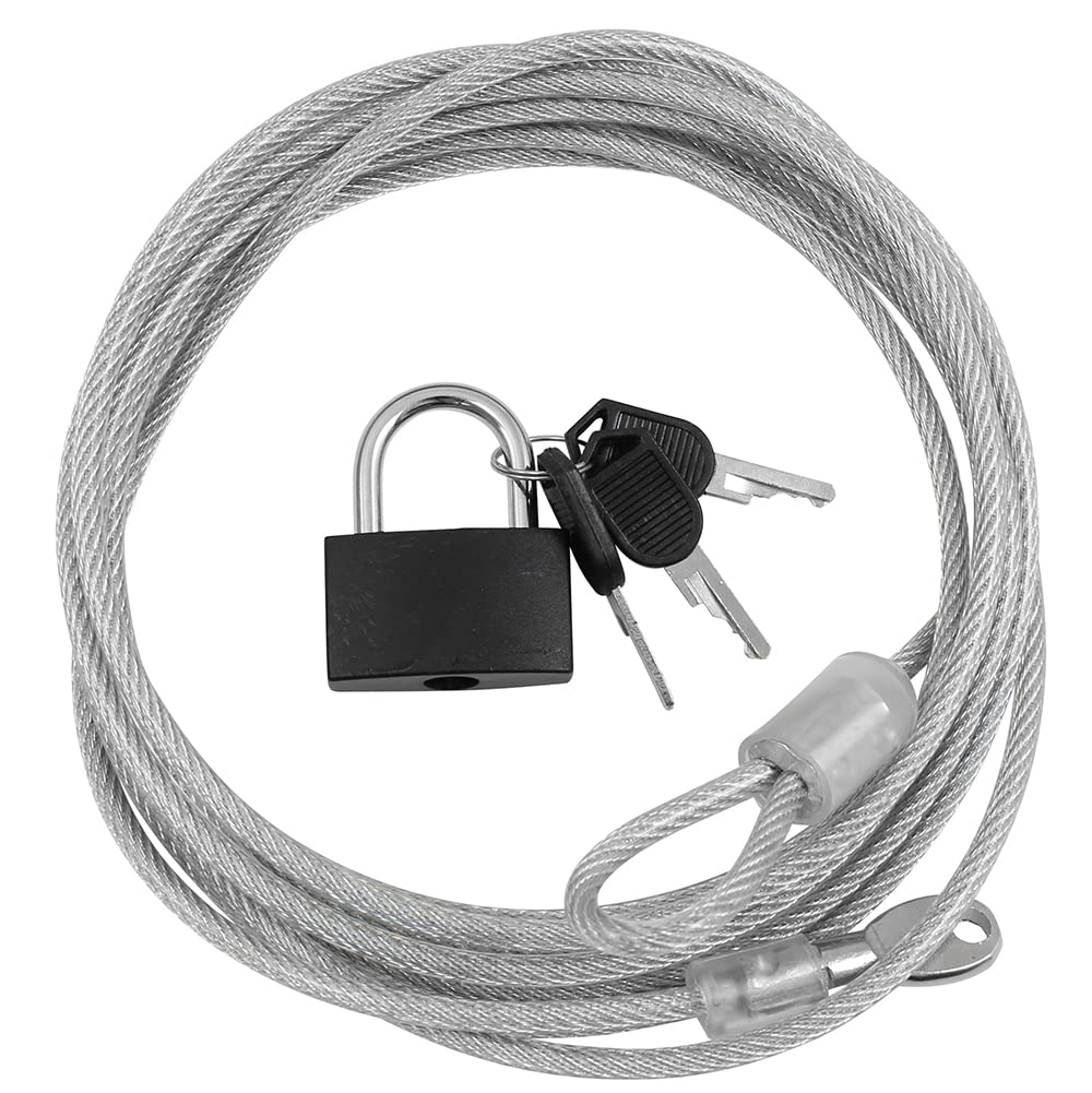Dekton 4M x 300MM Security Steel Cable & Padlock Set | Heavy Duty Cable with PVC Coating | Includes Steel Padlock | Secure Locking with 3 Keys | Ideal for Laptops, Bikes & Monitors