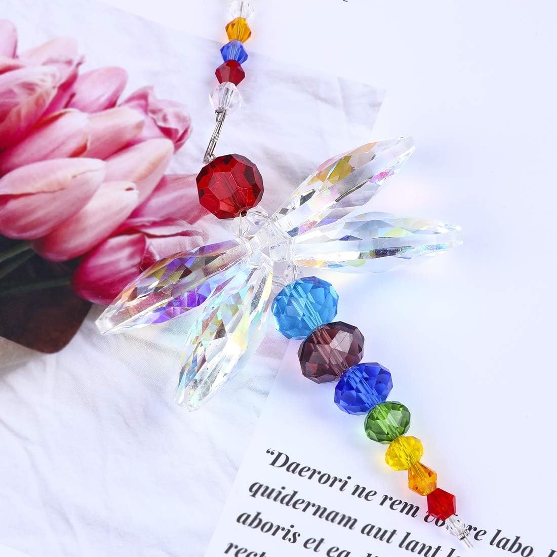 YUFENG Animal Dragonfly Pendant Chandelier Crystal Ball Prisms Rainbow Beads Chakra Suncatcher Home Windows Decor, New Crystals - Image 5