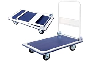 Happygrill Push Cart Dolly, 660lbs Hand Push Moving Platform Truck, Foldable Push Cart for Warehouse