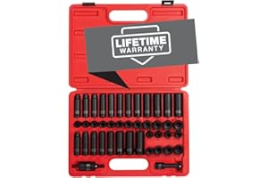 Sunex 3342, 3/8 Inch Drive Master Impact Socket Set, 42-Piece, SAE/Metric, 5/16 Inch - 3/4 Inch, 8mm - 19mm, Standard/Deep, C