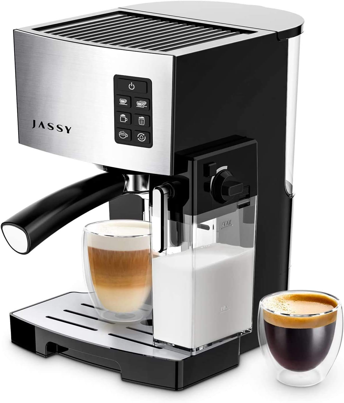 Espresso Coffee Machine 19 Bar Cappuccino Maker for Home Barista Brewing,High Pressure Pump & Powerful Steamer,Adjustable Cup Shot Function,1250W (black)