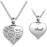 LuxglitterLin Guardian Angel Wings Cremation Jewelry for Ashes Heart Crystal Urn Necklaces for Ashes Memorial Keepsake Necklace Always on Mind Forever in My Heart
