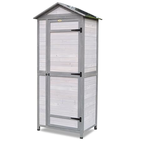 Habau Spitzdach mit Zinkblech Gartenschrank Weiß/Grau