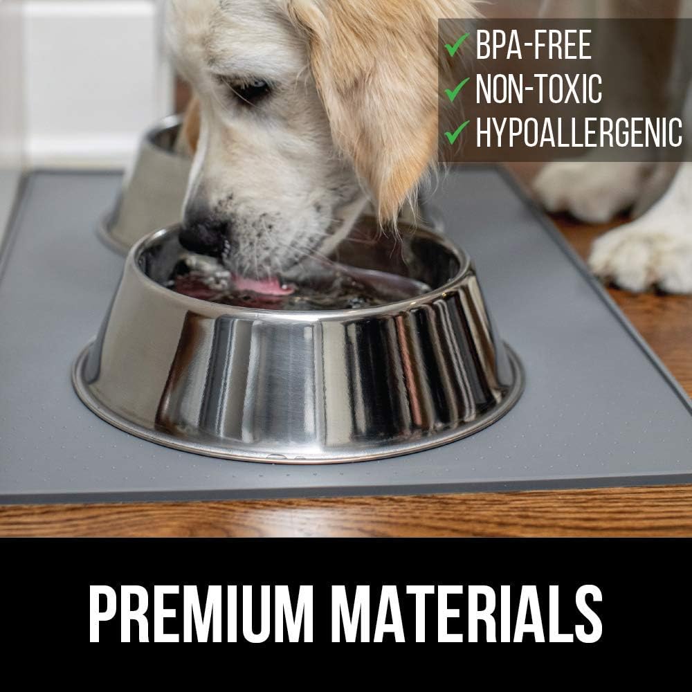 MOACC Dog Food Mat, Silicone Pet Feeding Mat, Non Slip & Waterproof Bowl Mat for Dog and Cat 47 x 30 cm, Grey Dot Pattern - Image 3