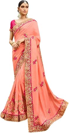 Bollwyood Designer Soie Mariage Sari Sari Blouse Indien Zari