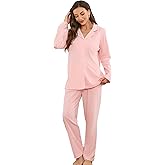 HEARTNICE Women's Lightweight Long Sleeve Button Down Pajama Set - Cozy Flannel PJs with Pockets