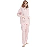 amaxer Women's Flannel Pajama Set 100% Cotton Soft Christmas Pajamas For Women Long Sleeve Pjs Button Down Warm Sleepwear