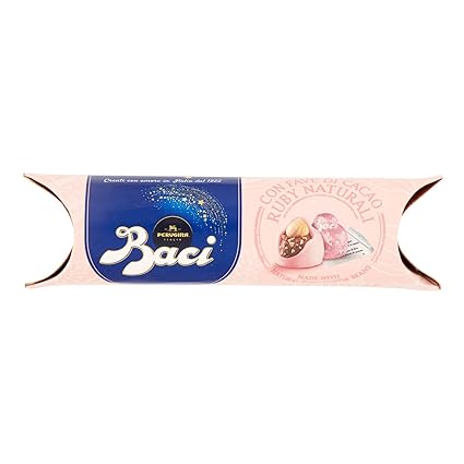 BACI KISSES PERUGINA MIT GESICHT VON CACAO RUBY OHNE GLUTEN IN PINKROHR LIMITED EDITION 37 gr