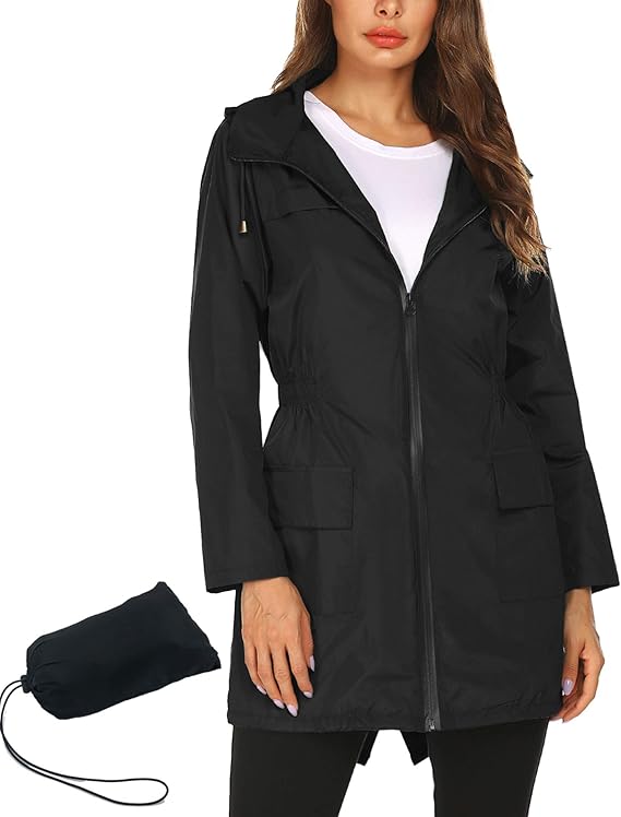 Waterproof Packaway Jacket Lightweight Rain Coat for Women Light and