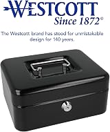 Westcott Lockable Cash Box 20 cm Black with 2 Keys E-51001 view 7