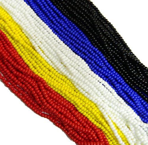 Czech 6/0 Glass Seed Beads - Opaque Primary Mix (5 X 6-string Hanks) Preciosa Jablonex